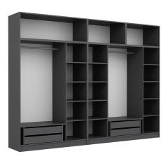 Minar Kale 7 Doors, 5 Mirrors, 4 Drawers and Wardrobe Anthracite Dore