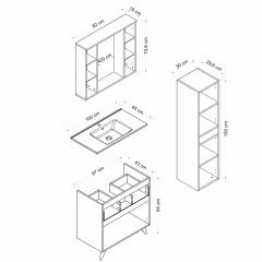 Vera Bathroom Cabinet 100Cm Ay2K1Ç+2K1A+Etj+Length White