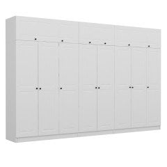 Minar Kale 8 Membrane Covered Wardrobe With 4 Inner Drawers And Wardrobe White