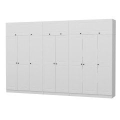 Minar Kale 8 Membrane Covered Wardrobe With 4 Inner Drawers And Wardrobe White