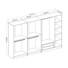 Minar Kale 7 Sections 2 Drawers Dressing Cabinet Anthracite