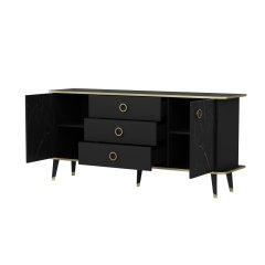 Bien Modern Console Gold - Gloss Black / Royal Marble