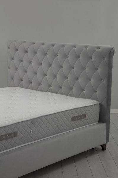 Deluxe Bed Base+Headboard+Sonata Mattress Gray