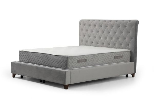 Deluxe Bed Base+Headboard+Sonata Mattress Gray