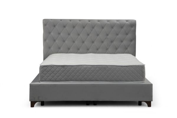 Deluxe Bed Base+Headboard+Sonata Mattress Gray