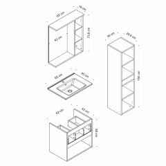 Sanya Bathroom Cabinet 65Cm As2K1Ç+1K1A+Etj+Length White