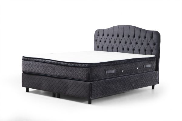 Vassi Base + Headboard + Miray Concealed Pad Mattress Anthracite