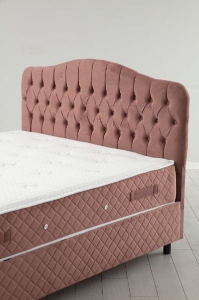 Vassi Bed Base + Headboard + Sonata Bed Dried Rose