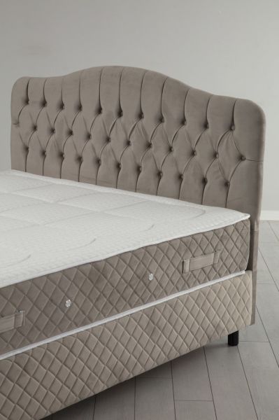 Vassi Bed Base+Headboard+Sonata Bed Beige