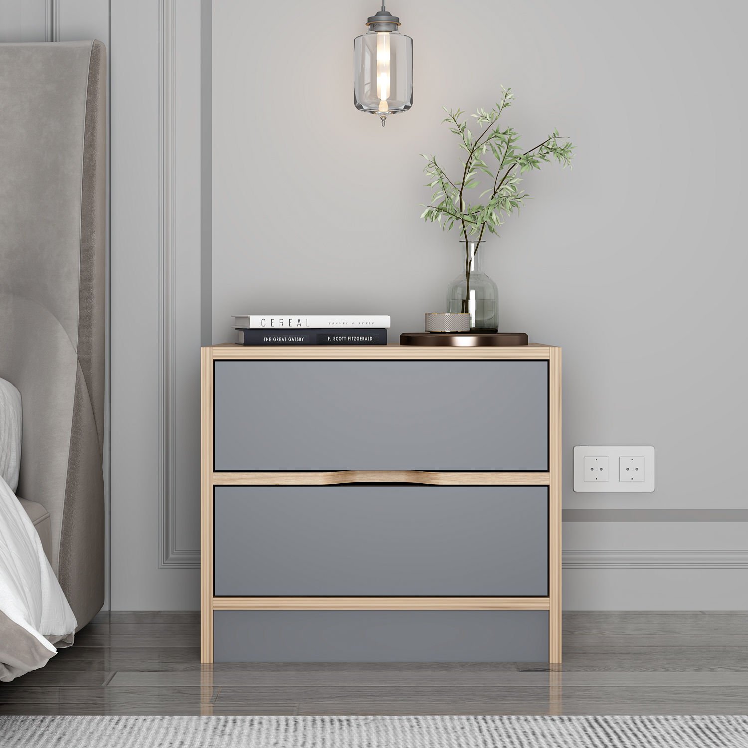 Elina Nightstand 2C - Gold/Anthracite