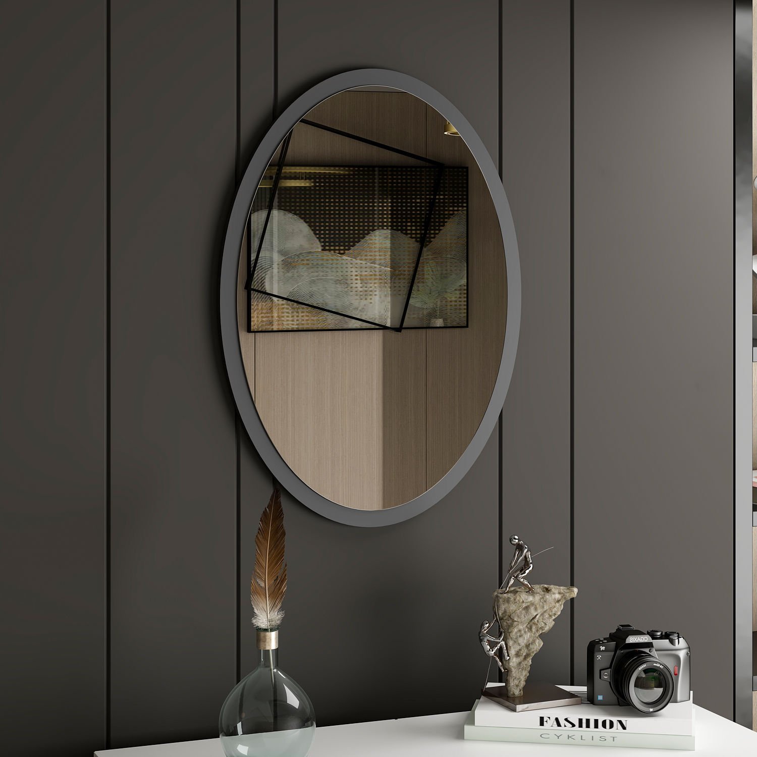 Minar Ellipse Dresser Mirror - Anthracite