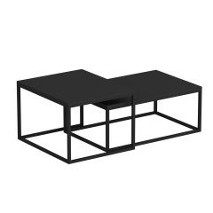 Minar Leka Metal Legs Modern Coffee Table - Black