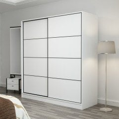 Mina Fortress 2 Lid Sliding Wardrobe 180 cm - White