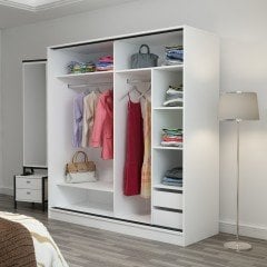 Mina Fortress 2 Lid Sliding Wardrobe 180 cm - White