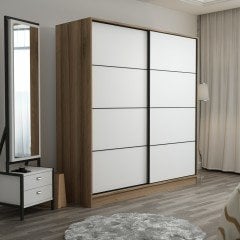 Mina Fortress 2 Lid Sliding Wardrobe 180 Cm - Dora / White