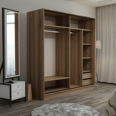 Mina Fortress 2 Lid Sliding Wardrobe 180 Cm - Dora / Anthracite / White