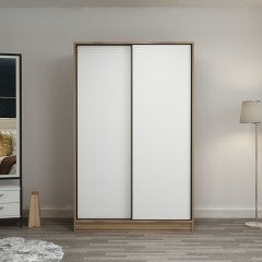 Mina Fortress 2 Lid Sliding Wardrobe 120 Cm - Dora / White