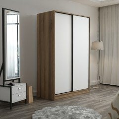 Mina Fortress 2 Lid Sliding Wardrobe 120 Cm - Dora / White