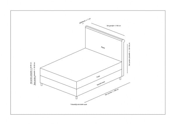 Sonata Bed Base+Headboard+Miray Hidden Pad Mattress Beige