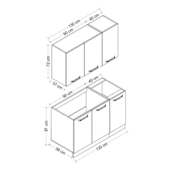 Minar 130 Cm Mutfak Dolabı Beyaz 130-B1