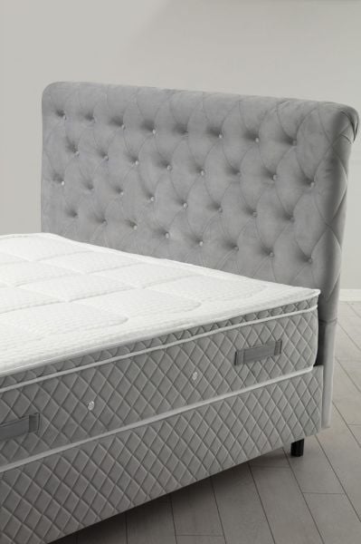 Sonata Bed Base+Headboard+Miray Hidden Pad Mattress Gray
