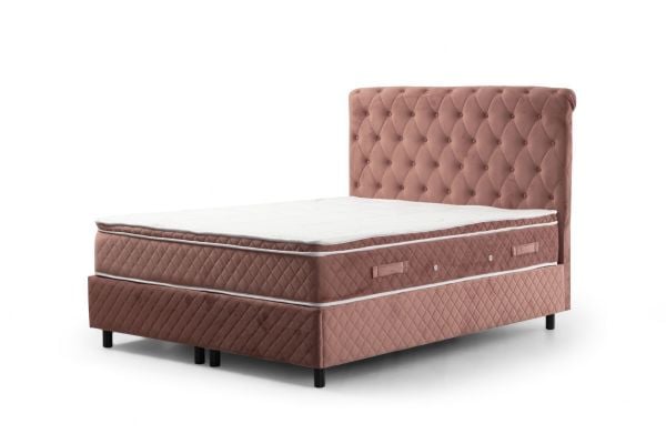 Sonata Bed Base+Headboard+Miray Hidden Pad Mattress Dried Rose