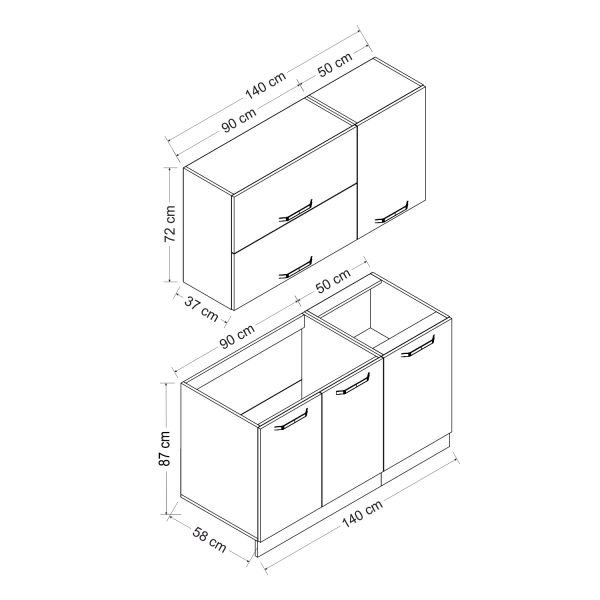 Minar 140 Cm Mutfak Dolabı Beyaz 140-B2