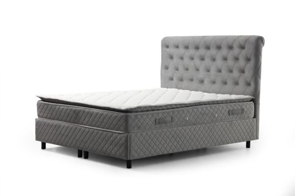 Sonata Bed Base+Headboard+Vassi Padded Mattress Gray