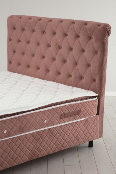 Sonata Bed Base+Headboard+Vassi Padded Bed Dried Rose