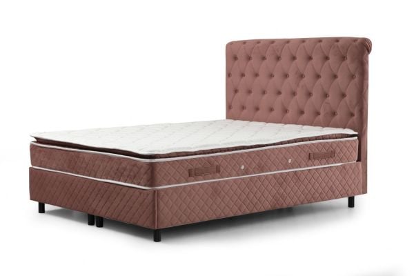 Sonata Bed Base+Headboard+Vassi Padded Bed Dried Rose