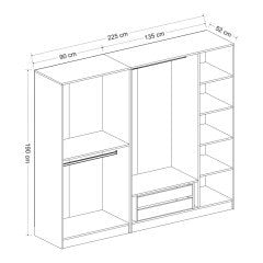Kale 5 Kapaklı 2 Çekmeceli - Dolap - Beyaz/Dore