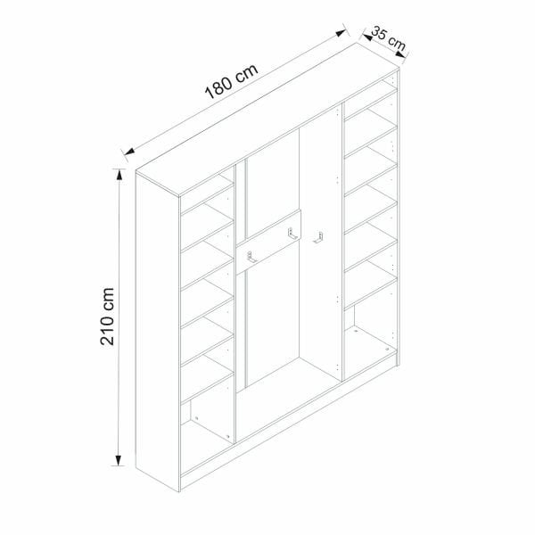 Minar Kale 210 Cm 4 Kapaklı 2B Raf Portmanto Byz Mbr Çizgili Byz