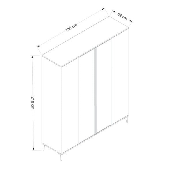 Elevate 4 Kapılı Dolap - Beyaz Ahşap