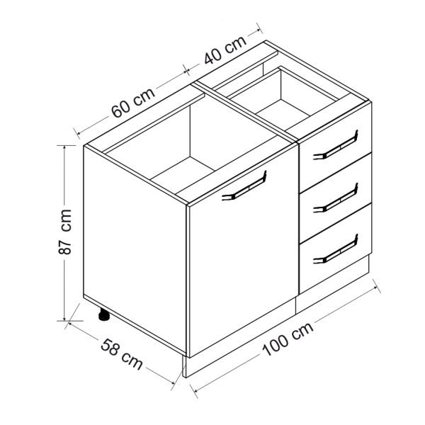 Minar 100 cm W 100-B1-Sub Modular Kitchen Cabinet