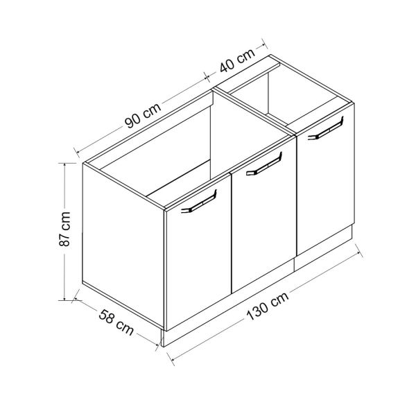 Minar 130 Cm Mutfak Dolabı Beyaz 130-B1-Alt Modül