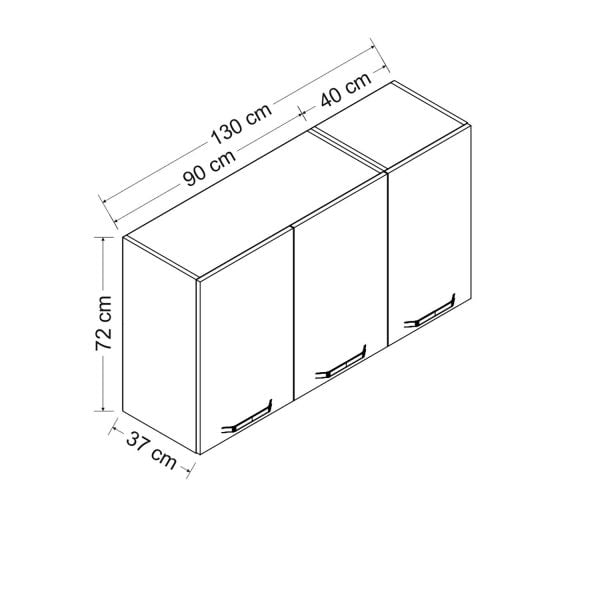 Minar 130 Cm Mutfak Dolabı Beyaz 130-B1-Üst Modül