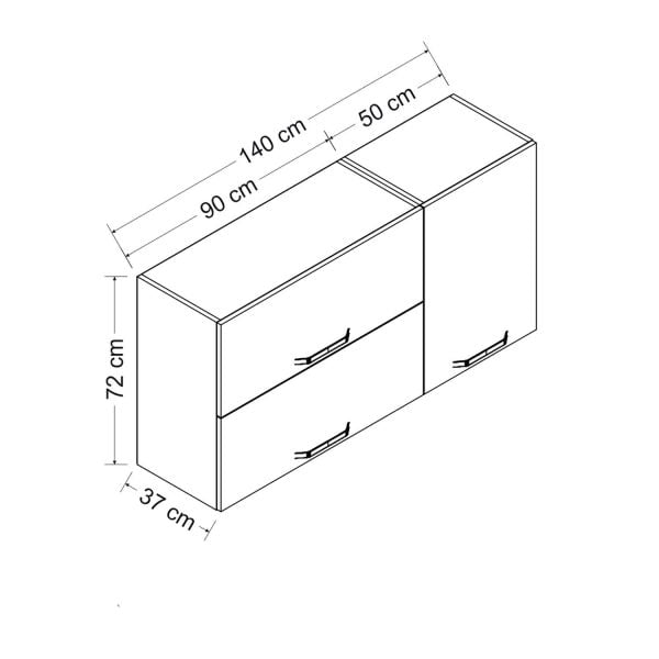 Minar 140 Cm Mutfak Dolabı Beyaz 140-B2-Üst Modül