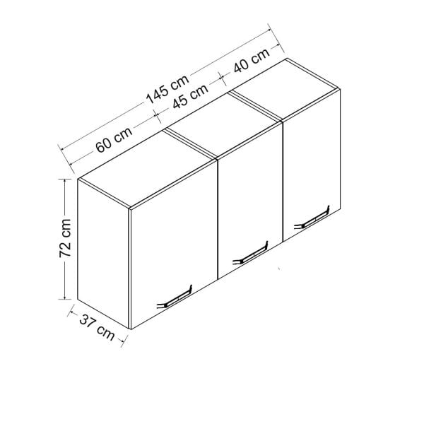 Minar 145 Cm Mutfak Dolabı Beyaz 145-B1-Üst Modül