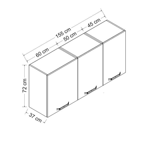 Minar 155 Cm Mutfak Dolabı Beyaz 155-B1-Üst Modül