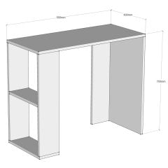 Minar Nano Raflı Kitaplıklı Çalışma Masası Beyaz/Beyaz