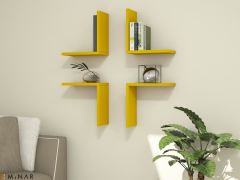Minar Alpha Yellow Box Decorative Wall Shelves