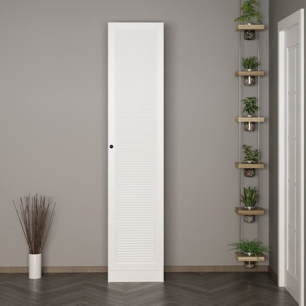 Minar Kale 210 Cm 1B Shelf with 1 Cover Coat Rack White Membrane Blinds White
