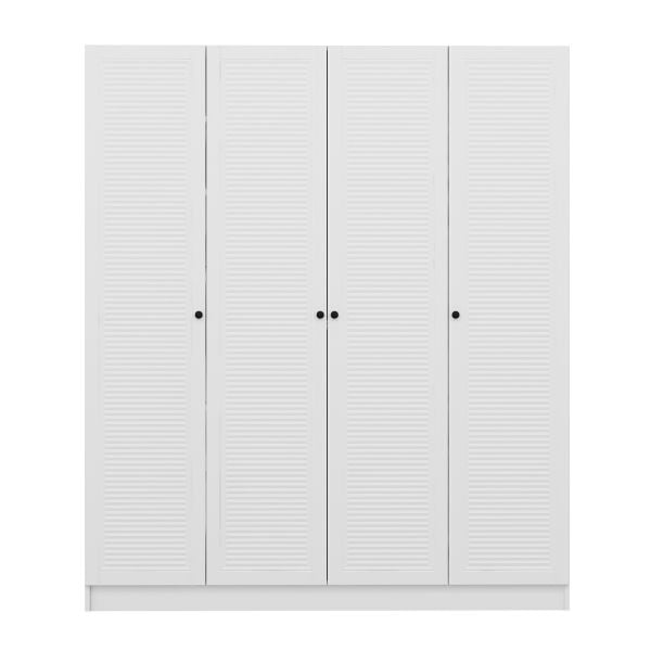 Minar Kale 210 Cm 4 Doors 2B Shelf Coat Rack White Membrane Blinds White