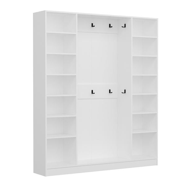 Minar Kale 210 Cm 4 Doors 2B Shelf Coat Rack White Membrane Blinds White