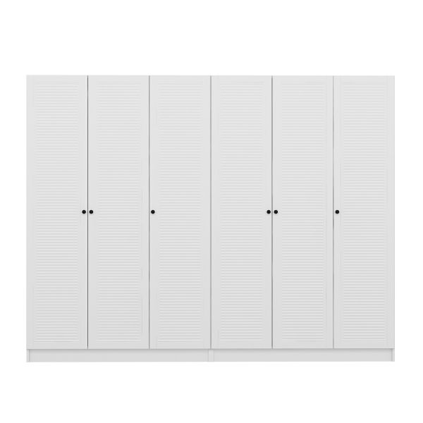 Minar Kale 210 Cm 6 Doors 2B Shelf Coat Rack White Membrane Blinds White