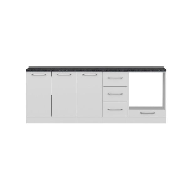 Minar 220 Cm White Kitchen Cabinet Sub-Module-220-B4