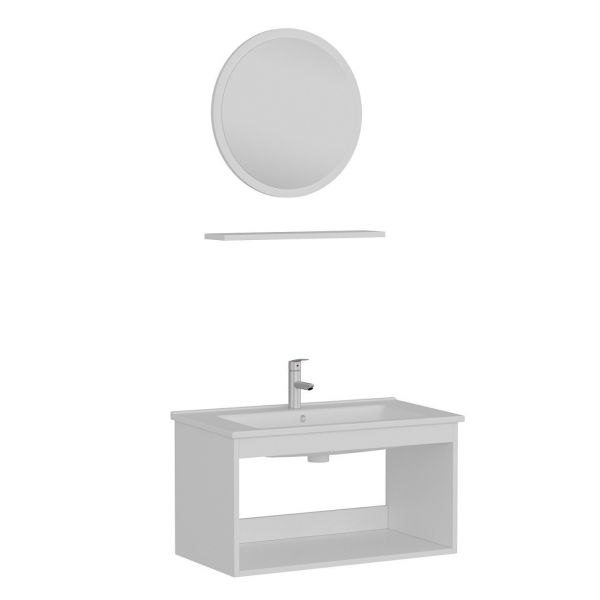 Minar Bathroom Cabinet 100Cm As2K+1Ya1R+Etj White