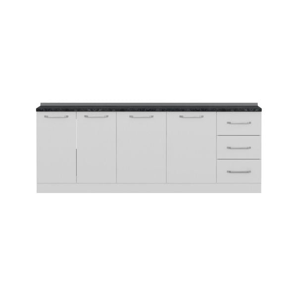 Minar 225 Cm White Kitchen Cabinet 225-B1-Sub Module