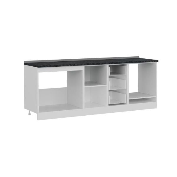 Minar 225 Cm White Kitchen Cabinet Sub-Module-225-B3