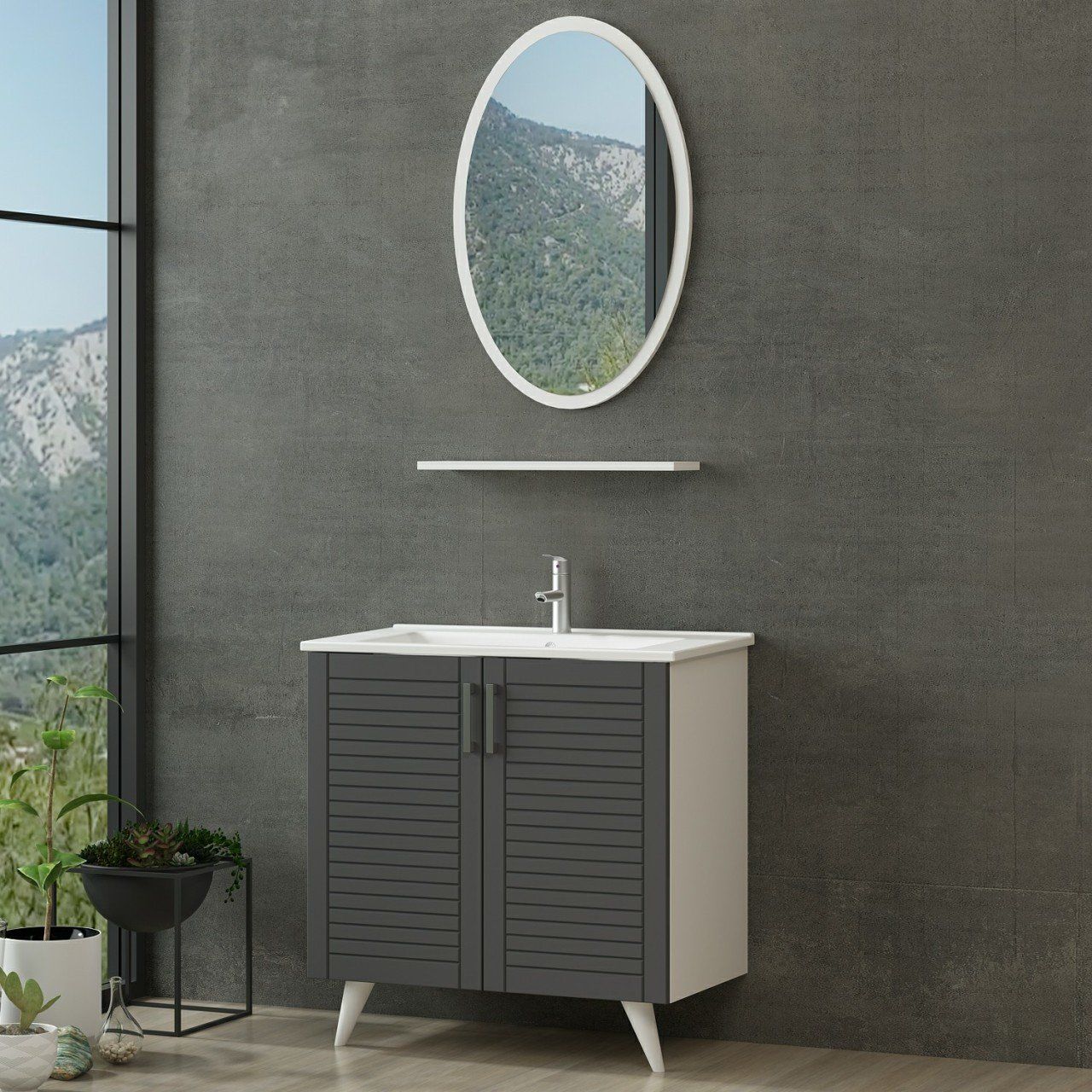 Minar Bathroom Cabinet 100Cm Ay2K+1Ea1R+Etj White